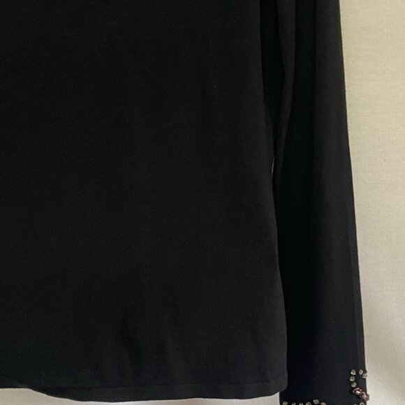 DD-70 BCBG MaxAzria NWT Black Beaded & Rhinestone Long Sleeve Cardigan Size M - Picture 14 of 15